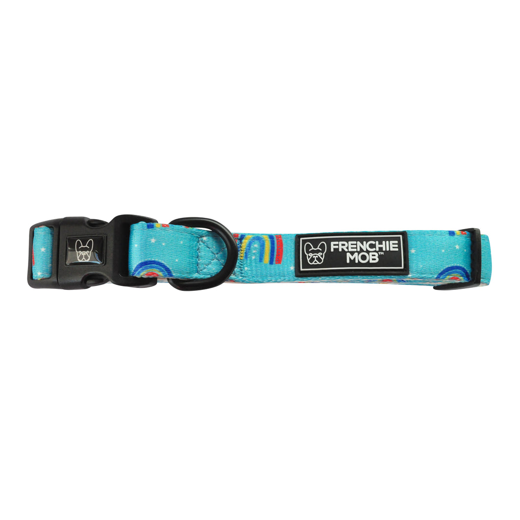 HAPPY RAINBOW BLUE ADJUSTABLE COLLAR